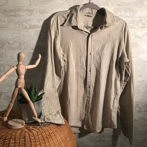 [b u c k l e] embroidered striped button down